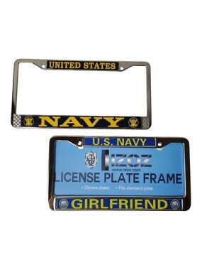 U.S. Navy and United States Navy Girlfriend Chrome License Plate Frame